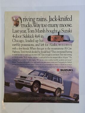 1994 Vintage Suzuki Sidekick 4x4 Ad Print, Rolling Stone Magazine, Retro 90s